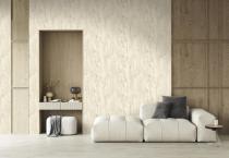 3d rendering of modern living room with white sofa, home desk in